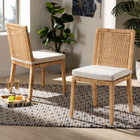 Baxton Studio Sofia-Natural-DC Baxton Studio Sofia Modern and Contemporary Natural Finished Wood and Rattan 2-Piece Dining Chair Set